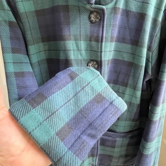 Vermont Country Terry Plaid Fleece Cardigan Sweater Plush Cozy Top Jacket Size M - Picture 6 of 12